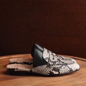 J. Crew Flats Womens SZ 6 BLK Academy Penny Loafer Snake Embossed Leather Shoes